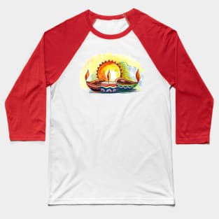 Diwali Concept Watercolor Baseball T-Shirt